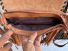 Suede Leather Fringe Handbag Western Hair On Hide Cross Body Gems Stone Women Sling Purse