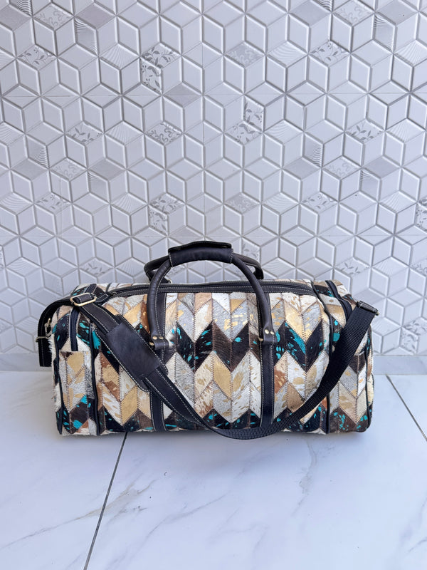 Latest Arrival Metallic Leather Luggage Bags Unique Designer Handmade Bag Unisex Travel Bag Duffel Bag