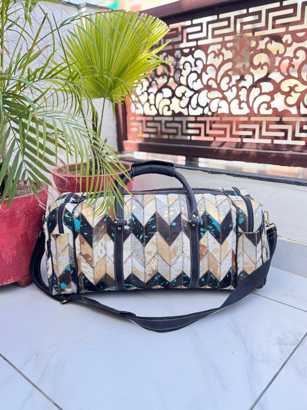 Latest Arrival Metallic Leather Luggage Bags Unique Designer Handmade Bag Unisex Travel Bag Duffel Bag