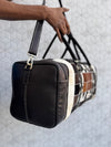 Western Pattern Cowhide Leather Luggage Bags Checks Design Handmade Bag Unisex Travel Duffel Bag