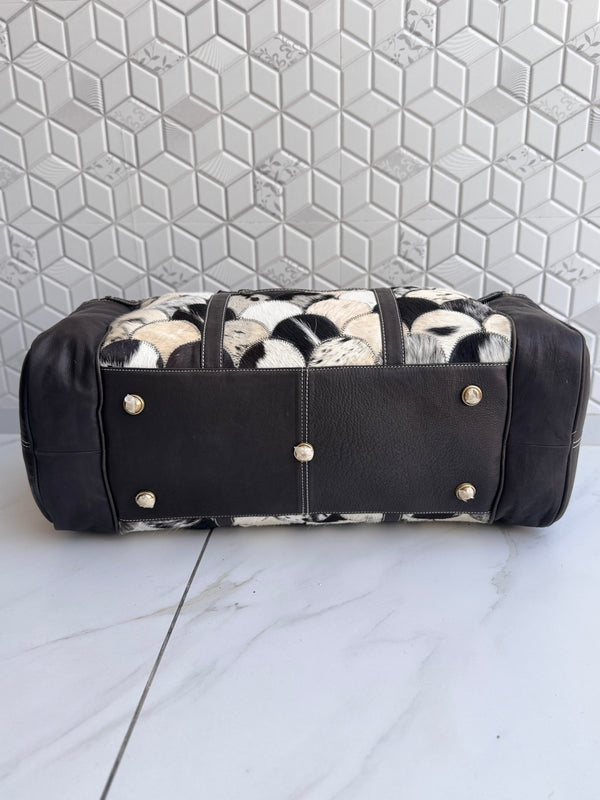 Genuine Leather Hair On Hide Luggage Bags Unique Designer Handmade Bag Unisex Travel Duffel Bag