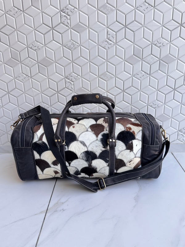 Genuine Leather Hair On Hide Luggage Bags Unique Designer Handmade Bag Unisex Travel Duffel Bag