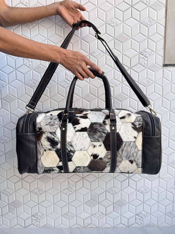 Genuine Leather Hair On Hide Luggage Bags Unique Designer Handmade Bag Unisex TravelDuffel Bag