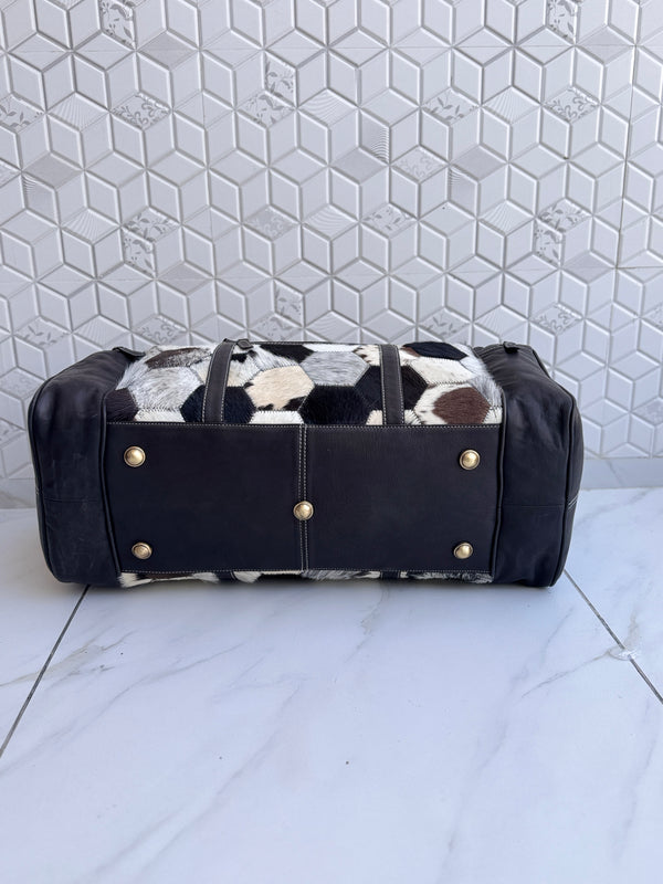 Genuine Leather Hair On Hide Luggage Bags Unique Designer Handmade Bag Unisex TravelDuffel Bag
