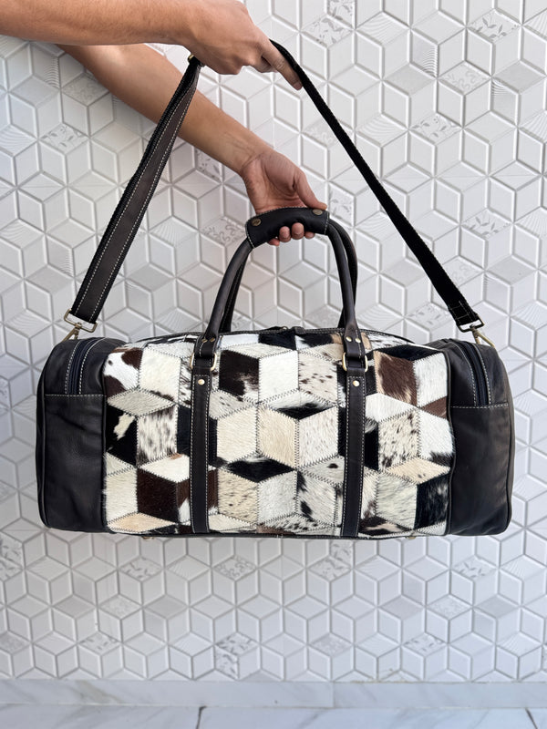 High Quality Cowhide Leather Luggage Bags Handmade Bag Unisex TravelDuffel Bag