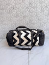 Cowhide Leather Luggage Bags Checks Design Handmade Bag Unisex TravelDuffel Bag