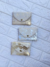 Hair on Hide Leather Coin PurseWallet Card Holders Genuine Metallic Fur Leather Mini Pouch