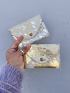 Hair on Hide Leather Coin PurseWallet Card Holders Genuine Metallic Fur Leather Mini Pouch