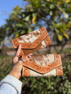 Hand Tooled Carving Wallet Clutch Stylish Cowhide Fur Leather Wallet