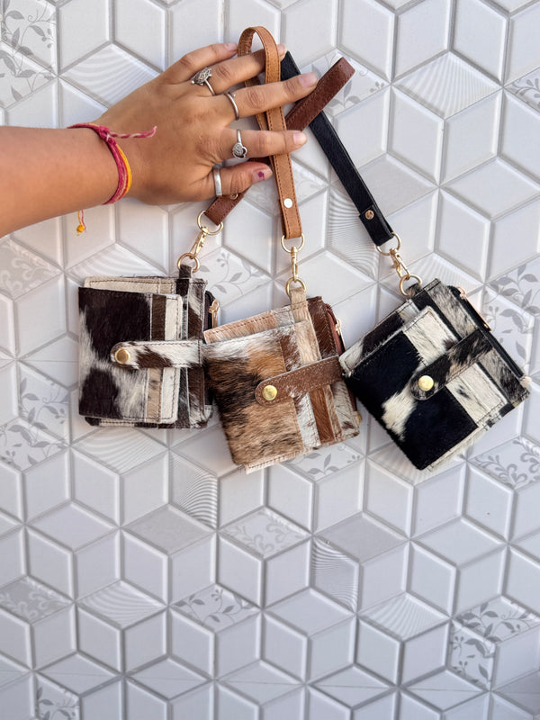Hair on Hide Leather Coin Purse Stylish Clutch ATM Card Holder Cowhide Leather Western Style Clutch