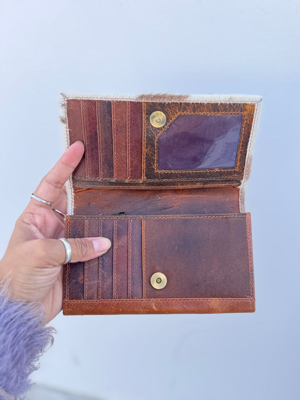 Cowhide Fur Leather Clutch Purse Pouch Wallet Hair on Hide Fur Leather Wallet Gift for Women's