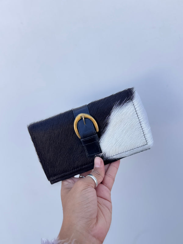 Cowhide Fur Leather Clutch Purse Pouch Wallet Hair on Hide Fur Leather Wallet Gift for Women's
