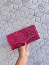 Carving Hand Tooled Leather Clutch Phone Case Stylish Real Leather Women's Clutch