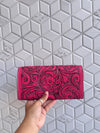 Carving Hand Tooled Leather Clutch Phone Case Stylish Real Leather Women's Clutch
