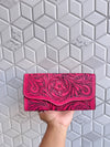 Carving Hand Tooled Leather Clutch Phone Case Stylish Real Leather Women's Clutch