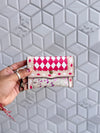Hair on Hide Metallic Leather New Hand Tooled Checks Design Small Coin Purse Mini Wallet for Women