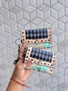 Hair on Hide Metallic Leather New Hand Tooled Checks Design Small Coin Purse Mini Wallet for Women