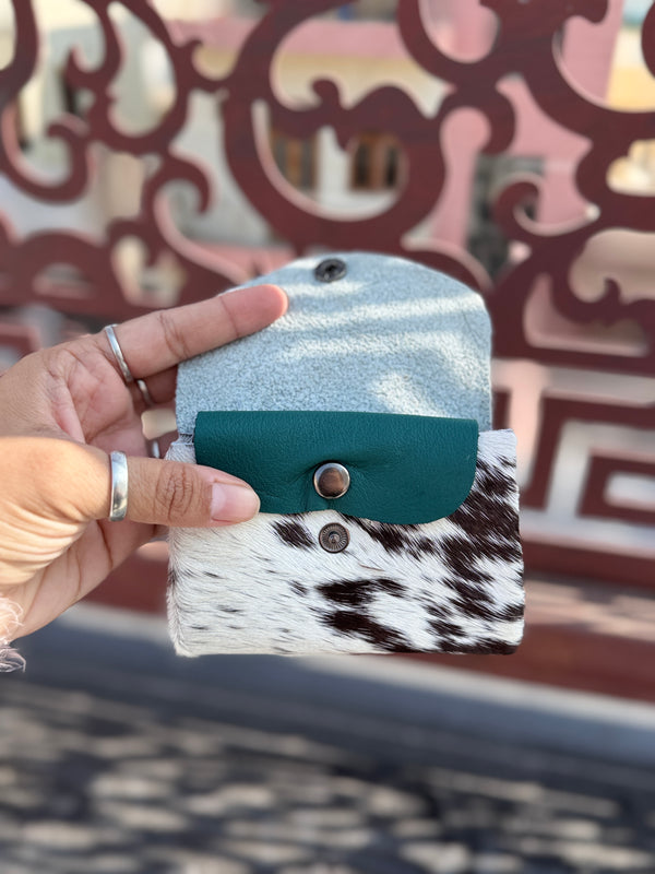 Hair on Hide Leather Coin Purse Designer Wallet Card Holders Genuine Cowhide Leather Mini Pouch