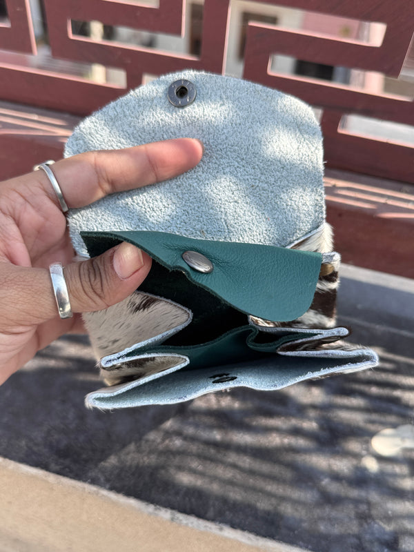 Hair on Hide Leather Coin Purse Designer Wallet Card Holders Genuine Cowhide Leather Mini Pouch