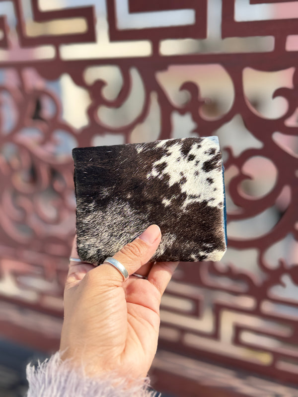 Hair on Hide Leather Coin Purse Designer Wallet Card Holders Genuine Cowhide Leather Mini Pouch