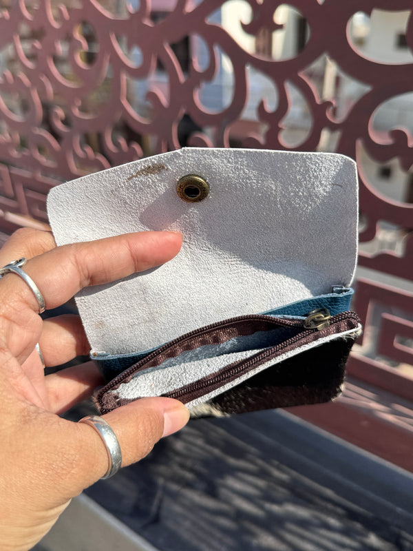 Hair on Hide Leather Coin Purse Designer Wallet Card Holders Genuine Cowhide Leather Mini Pouch
