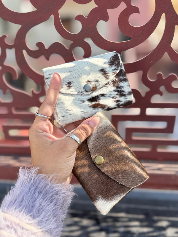 Hair on Hide Leather Coin Purse Designer Wallet Card Holders Genuine Cowhide Leather Mini Pouch