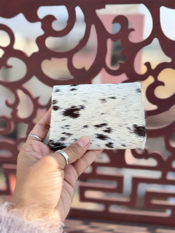 Hair on Hide Leather Coin Purse Designer Wallet Card Holders Genuine Cowhide Leather Mini Pouch