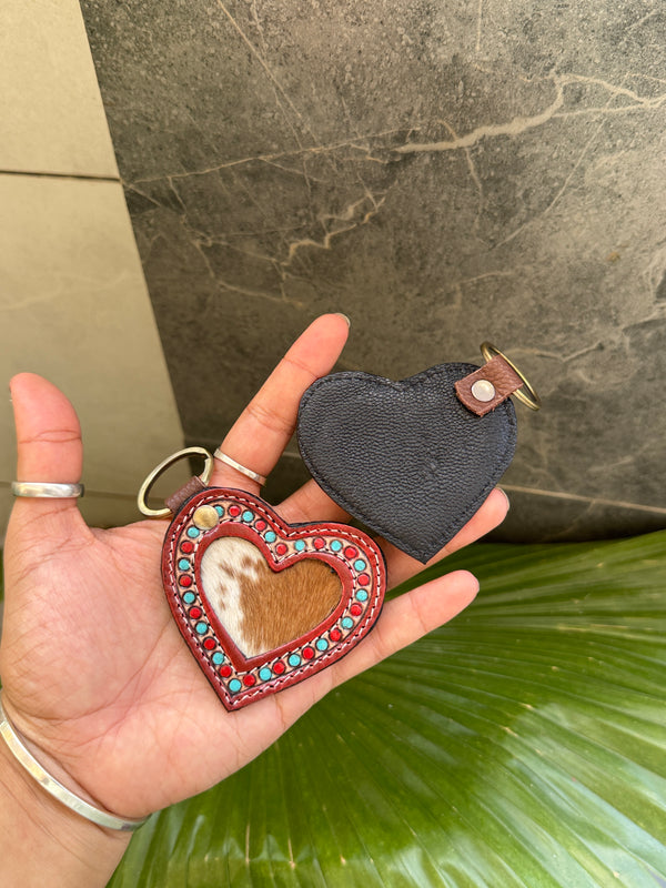 Hand Tooled Leather Key rings Handcrafted Stylish Cowhide Leather Unique Pattern Key chai