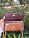 Hand Tooled Carving Clutch Cowhide Hair on Hide Fur Wallet Stylish Clutch Waterproof Multi-Use