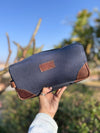 Genuine Leather Zipper Men & Women Toiletry Organiser Travel Cosmetic real Leather Makeup Bags With Handle