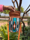 Real Leather Aztec Saddle Blanket Phone Purse Hand Tooled Leather Women Sling Phone Purse