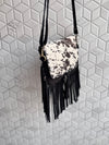 Suede Leather Fringe Handbag Western Hair On Hide Cross Body Women Sling Purse
