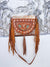 Hand Tooled Carving Leather Handbag Hair On Hide Fur Leather Handmade Purse for Women's