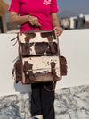 Cowhide Fur Leather Backpack Genuine Leather Stylish Backpack School Bags