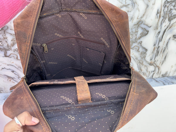 Cowhide Fur Leather Backpack Genuine Leather Stylish Backpack School Bags