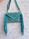 Hand Tooled Fringe Handbag Real Leather Handmade Carving Tooling Sling Bag Western Stylish Bags