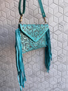 Hand Tooled Fringe Handbag Real Leather Handmade Carving Tooling Sling Bag Western Stylish Bags