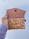 Real Leather Hand Tooled Carving Stylish Handmade Coin Purse