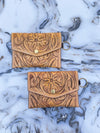 Real Leather Hand Tooled Carving Stylish Handmade Coin Purse