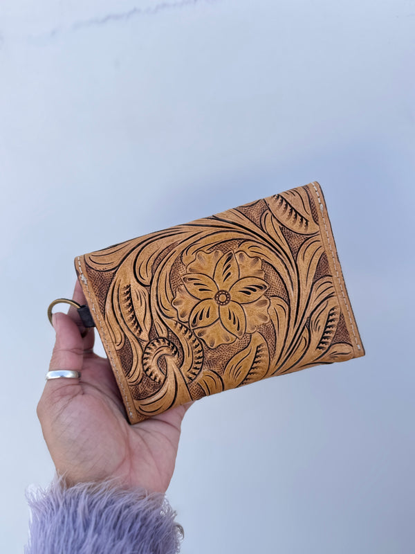 Real Leather Hand Tooled Carving Stylish Handmade Coin Purse