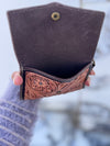 Hand Tooled Carving Coin Purse Western Leather Small Size Wallet for Unisex