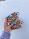 Hand Tooled Carving Coin Purse Western Leather Small Size Coin Purse for Women's