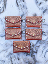 Women's Hand Tooled Carving Leather Coin Purse Stylish Clutch