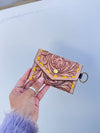 Hand Tooled Carving Small Size Coin Purse Western Leather Purse for Unisex