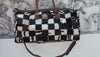 Real Cowhide Leather Luggage Bags Checks Design Handmade Bag Unisex Travel Bag