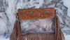 Fringe Transparent Clear Bag Stylish Hand Tooled Carving Leather Purse