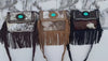Cowhide Leather Fringe Handbag Turquoise Stone Sling Bag Bohemian Tassel Fringe Bag