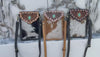 Cowhide Fur Hand Tooled Carving Turquoise Stone Sling Leather Bag Small Size Phone Purse