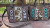 Cowhide Fur Tote Bag Stylish Leather Purse Hair on Hide Carving Hand Tooled Bags