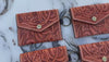 Genuine Leather Coin Purse Pouches Hand Tooled Carving Unisex Clutch Small Size Wallet